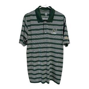 Knights Apparel USF Bulls Polo Shirt Green White Striped Men’s Size L